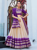 Glamorous Off-White Zari Weaving Chanderi Lehenga Choli With Dupatta - Zeel Clothing