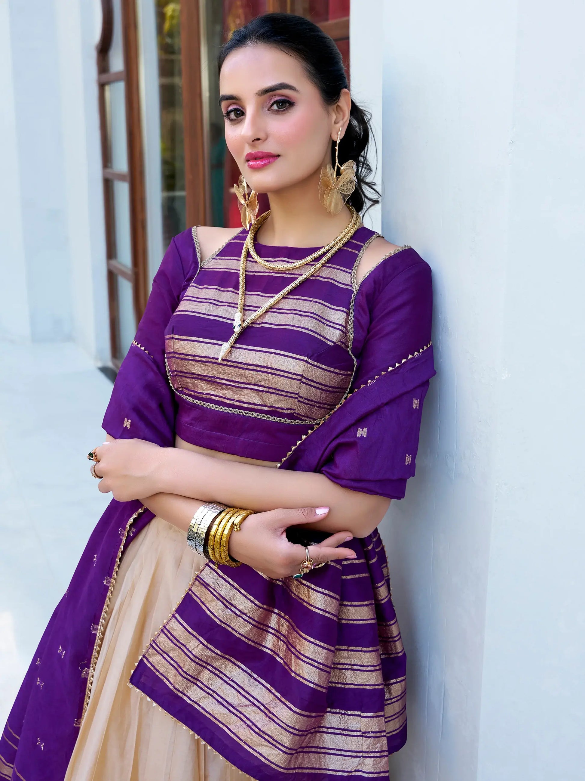 Glamorous Off-White Zari Weaving Chanderi Lehenga Choli With Dupatta - Zeel Clothing