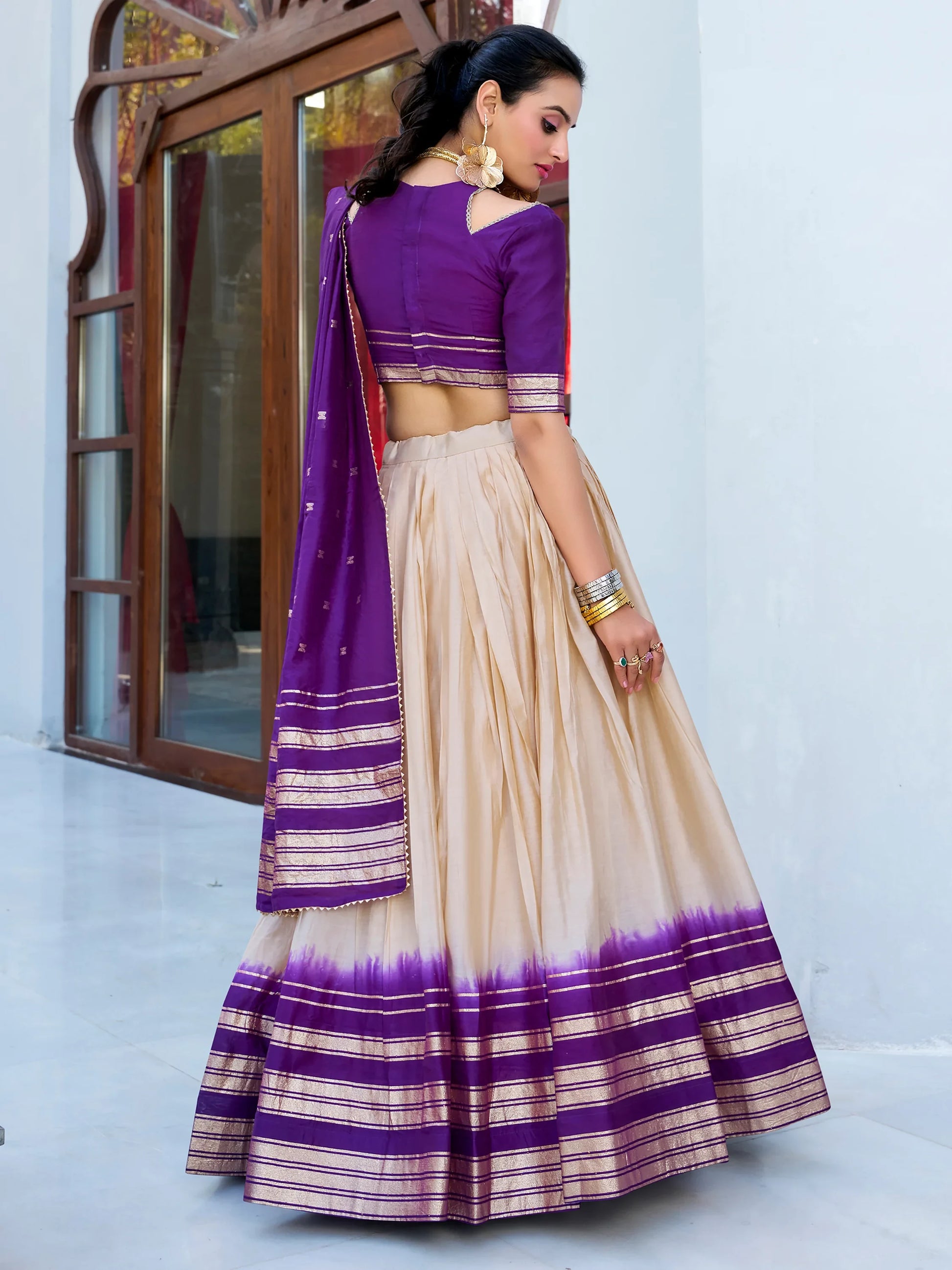 Glamorous Off-White Zari Weaving Chanderi Lehenga Choli With Dupatta - Zeel Clothing