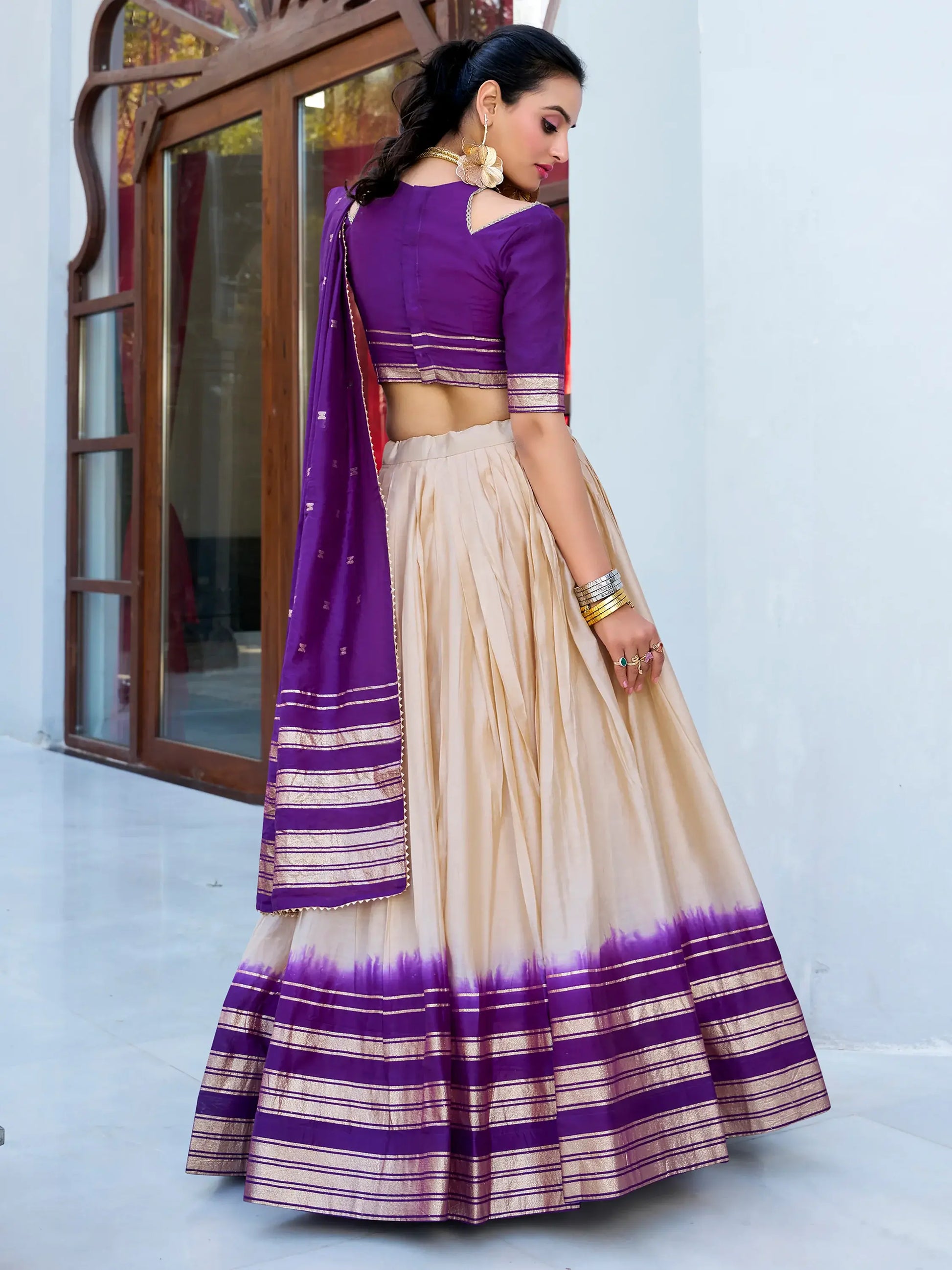 Glamorous Off-White Zari Weaving Chanderi Lehenga Choli With Dupatta - Zeel Clothing