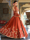 Glamorous Orange Thread Embroidery Silk Wedding Wear Lehenga Choli - Zeel Clothing