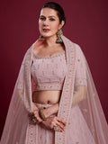 Glamorous Peach Embroidered Georgette Wedding Wear Lehenga Choli - Zeel Clothing