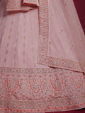 Glamorous Peach Embroidered Georgette Wedding Wear Lehenga Choli - Zeel Clothing