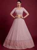 Glamorous Peach Embroidered Georgette Wedding Wear Lehenga Choli - Zeel Clothing