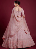 Glamorous Peach Embroidered Georgette Wedding Wear Lehenga Choli - Zeel Clothing