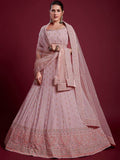 Glamorous Peach Embroidered Georgette Wedding Wear Lehenga Choli - Zeel Clothing