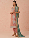 Glamorous Peach Floral Embroidered Silk Pant Suit With Dupatta - Zeel Clothing