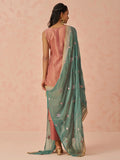 Glamorous Peach Floral Embroidered Silk Pant Suit With Dupatta - Zeel Clothing