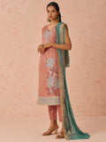 Glamorous Peach Floral Embroidered Silk Pant Suit With Dupatta - Zeel Clothing