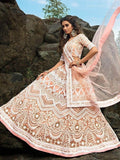 Glamorous Peach Sequins Net Engagement Wear Lehenga Choli With Dupatta - Zeel Clothing