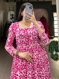 Glamorous Pink Digital Printed Georgette Casual Wear Gown - Zeel Clothing