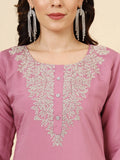 Glamorous Pink Embroidered Muslin Silk Festival Wear Pant Suit - Zeel Clothing
