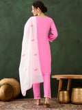 Glamorous Pink Embroidered Rayon Office Wear Pant Suit - Zeel Clothing