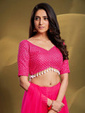 Glamorous Pink Sequins Soft Net Engagement Wear Lehenga Choli - Zeel Clothing