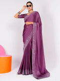 Glamorous Pink Swarovski Work Rangoli Silk Reception Wear Saree - Zeel Clothing