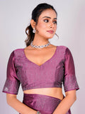 Glamorous Pink Swarovski Work Rangoli Silk Reception Wear Saree - Zeel Clothing
