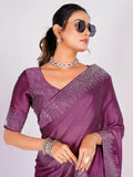 Glamorous Pink Swarovski Work Rangoli Silk Reception Wear Saree - Zeel Clothing