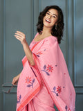 Glamorous Pink Weaving Linen Event Wear Saree With Blouse - Zeel Clothing
