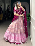Glamorous Pink Zari Weaving Silk South Indian Lehenga Choli - Zeel Clothing