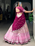 Glamorous Pink Zari Weaving Silk South Indian Lehenga Choli - Zeel Clothing
