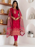 Glamorous Pink Zari Weaving Viscose Silk Festive Wear Pant Suit - Zeel Clothing
