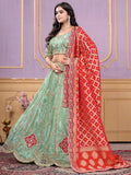 Glamorous Pista Green Embroidered Viscose Wedding Lehenga Choli - Zeel Clothing