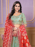 Glamorous Pista Green Embroidered Viscose Wedding Lehenga Choli - Zeel Clothing