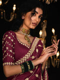 Glamorous Purple Embroidered Tissue Silk Traditional Saree With Blouse - Zeel Clothing