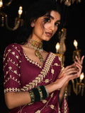 Glamorous Purple Embroidered Tissue Silk Traditional Saree With Blouse - Zeel Clothing