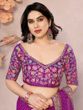 Glamorous Purple Leheriya Print Georgette Event Wear Saree With Blouse - Zeel Clothing