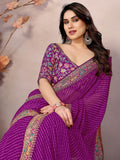 Glamorous Purple Leheriya Print Georgette Event Wear Saree With Blouse - Zeel Clothing