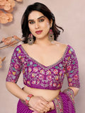 Glamorous Purple Leheriya Print Georgette Event Wear Saree With Blouse - Zeel Clothing