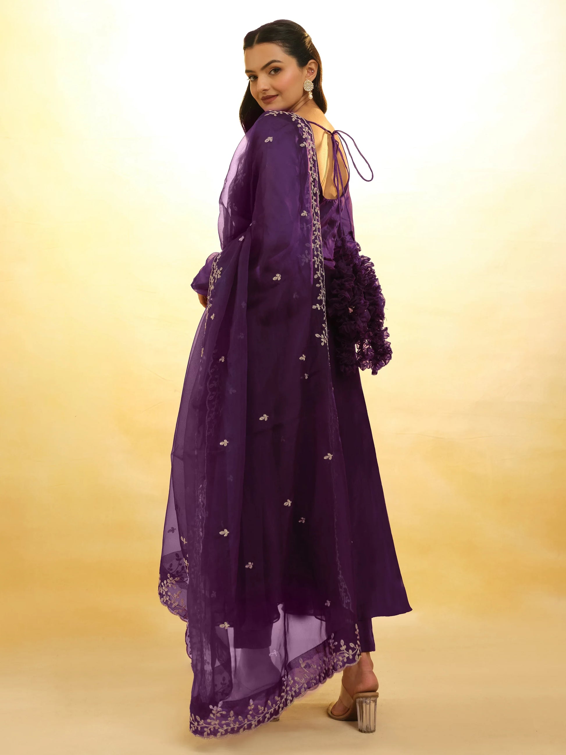 Glamorous Purple Organza Festival Wear Salwar Suit With Dupatta - Zeel Clothing