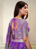 Glamorous Purple Sequins Organza Engagement Wear Lehenga Choli - Zeel Clothing