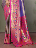 Glamorous Purple Zari Weaving Banarasi Silk Saree With Blouse - Zeel Clothing