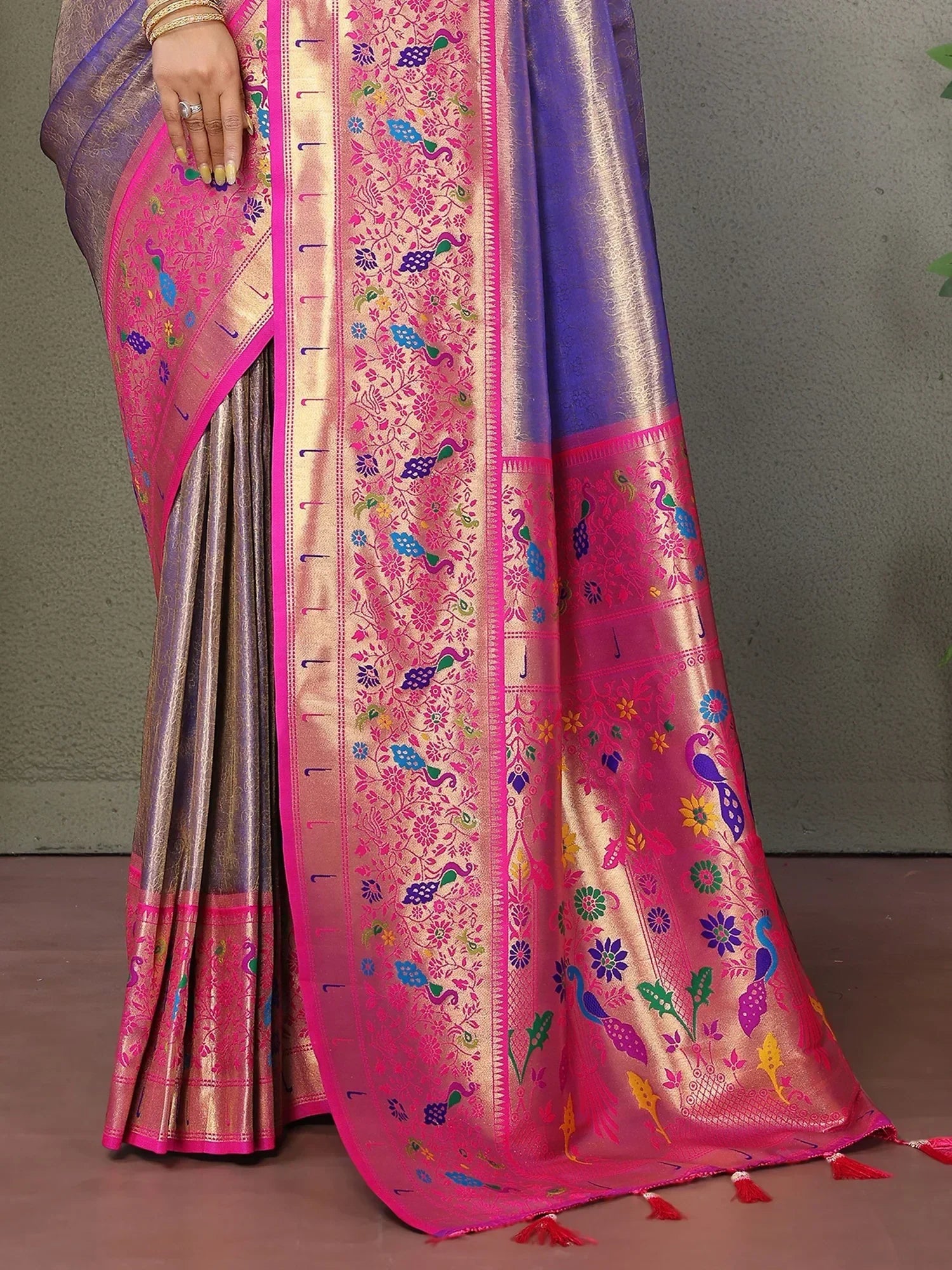 Glamorous Purple Zari Weaving Banarasi Silk Saree With Blouse - Zeel Clothing
