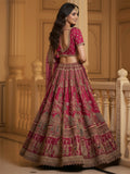 Glamorous Rani Pink Hand Work Silk Bridal Wear Lehenga Choli With Double Dupatta