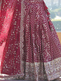 Glamorous Rani Pink Sequins Jacquard Sangeet Wear Lehenga Choli - Zeel Clothing
