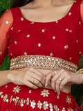 Glamorous Red Sequins Georgette Engagement Wear Lehenga Choli - Zeel Clothing