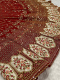 Glamorous Red Sequins Silk Wedding Lehenga Choli With Dupatta - Zeel Clothing