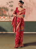 Glamorous Red Zari Weaving Silk Bridal Wear Saree With Blouse