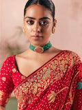 Glamorous Red Zari Weaving Silk Bridal Wear Saree With Blouse