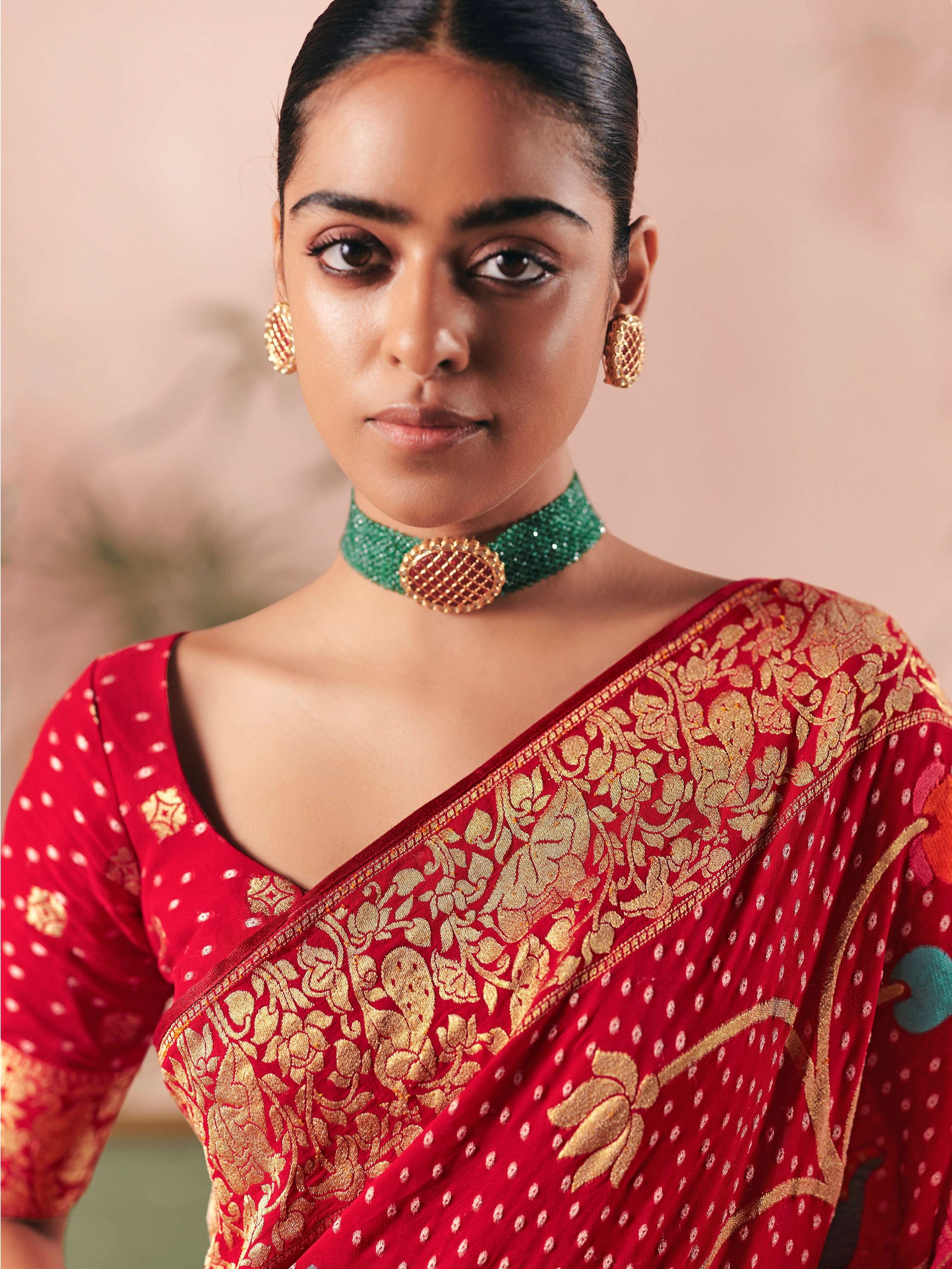 Glamorous Red Zari Weaving Silk Bridal Wear Saree With Blouse