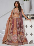 Glamorous Rust Orange Sequins Tissue Traditional Lehenga Choli With Dupatta