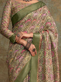 Glamorous Sea Green Digital Printed Silk Casual Wear Saree With Blouse - Zeel Clothing