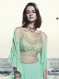 Glamorous Sea Green Hand Work Georgette Party Wear Lehenga Choli - Zeel Clothing