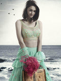 Glamorous Sea Green Hand Work Georgette Party Wear Lehenga Choli - Zeel Clothing