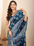Glamorous Teal Blue Zari Weaving Silk Wedding Saree With Blouse - Zeel Clothing