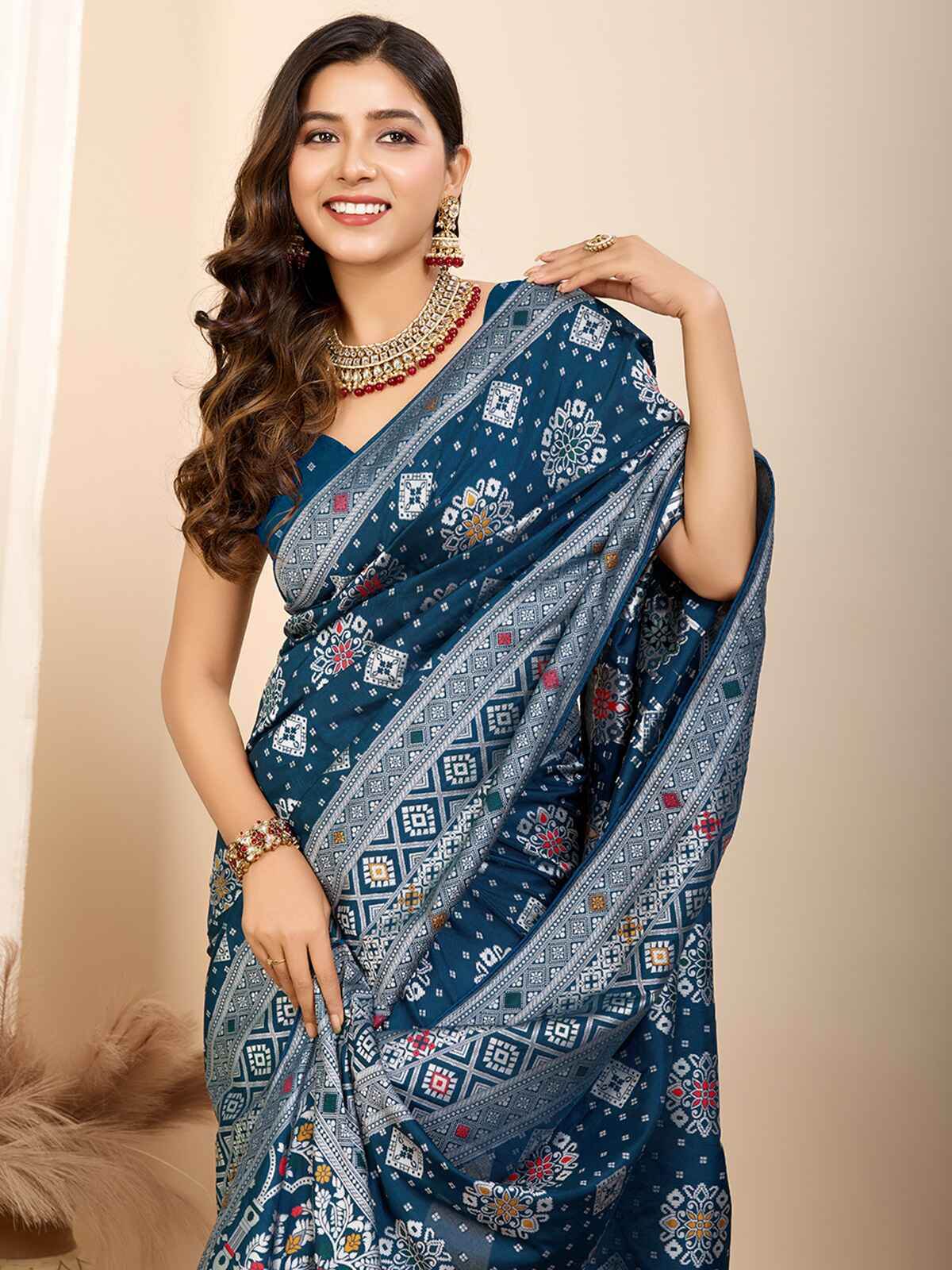 Glamorous Teal Blue Zari Weaving Silk Wedding Saree With Blouse - Zeel Clothing