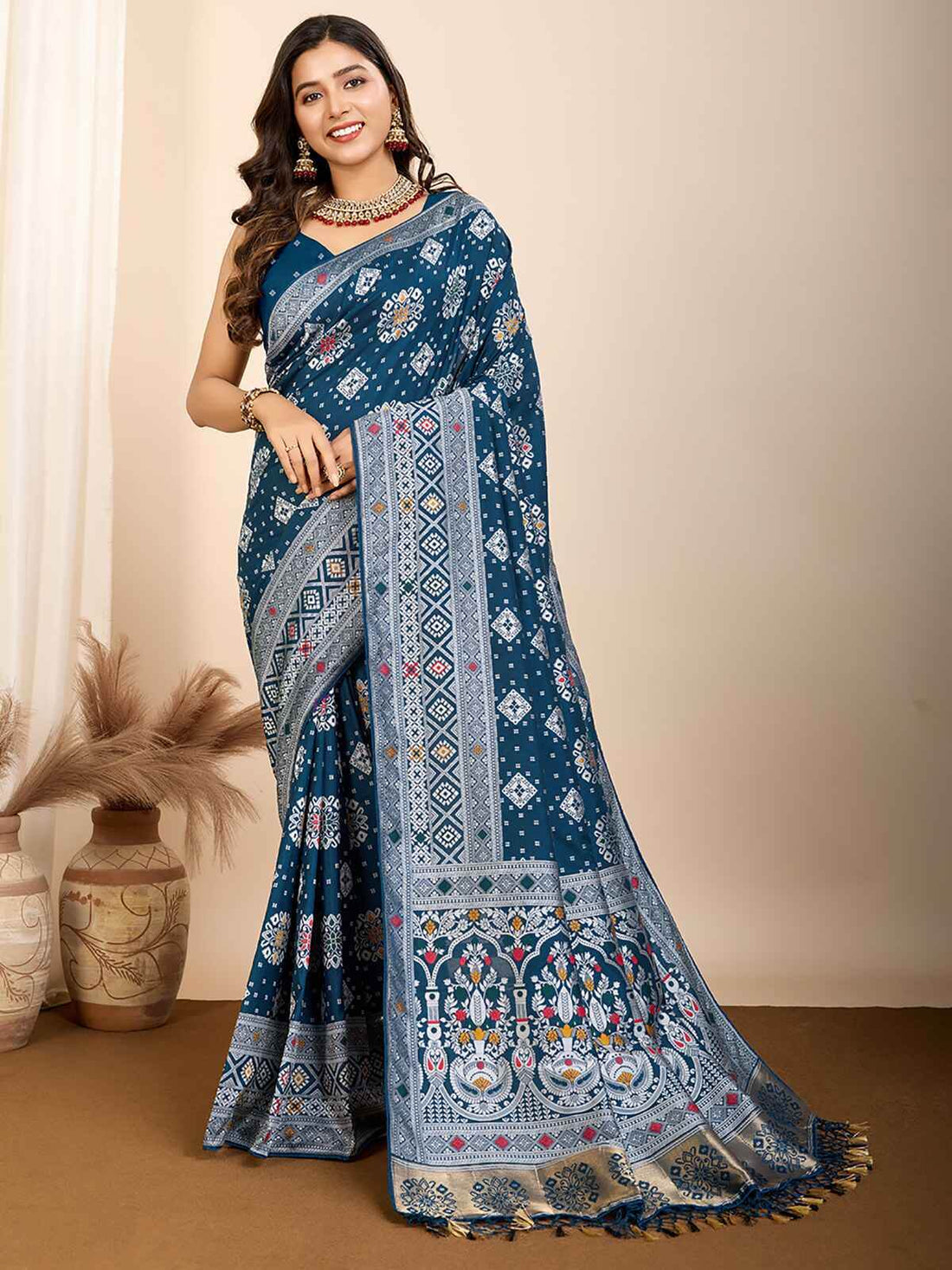 Glamorous Teal Blue Zari Weaving Silk Wedding Saree With Blouse - Zeel Clothing